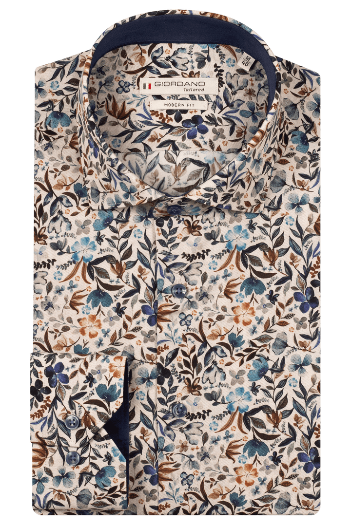 Giordano Maggiore Semi Cutaway Floral Print Shirt - Blue - 527810-60