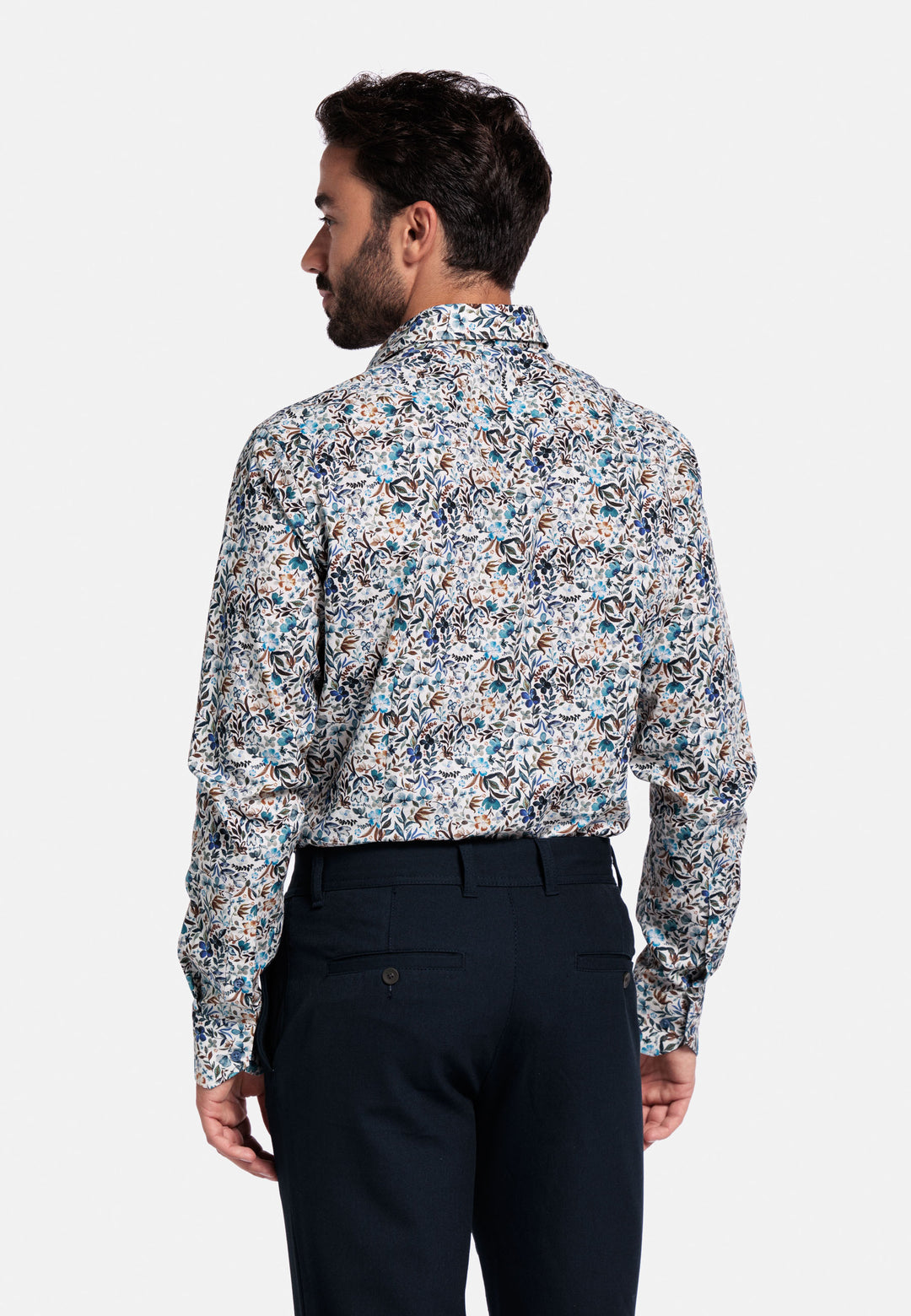 Giordano Maggiore Semi Cutaway Floral Print Shirt - Blue - 527810-60