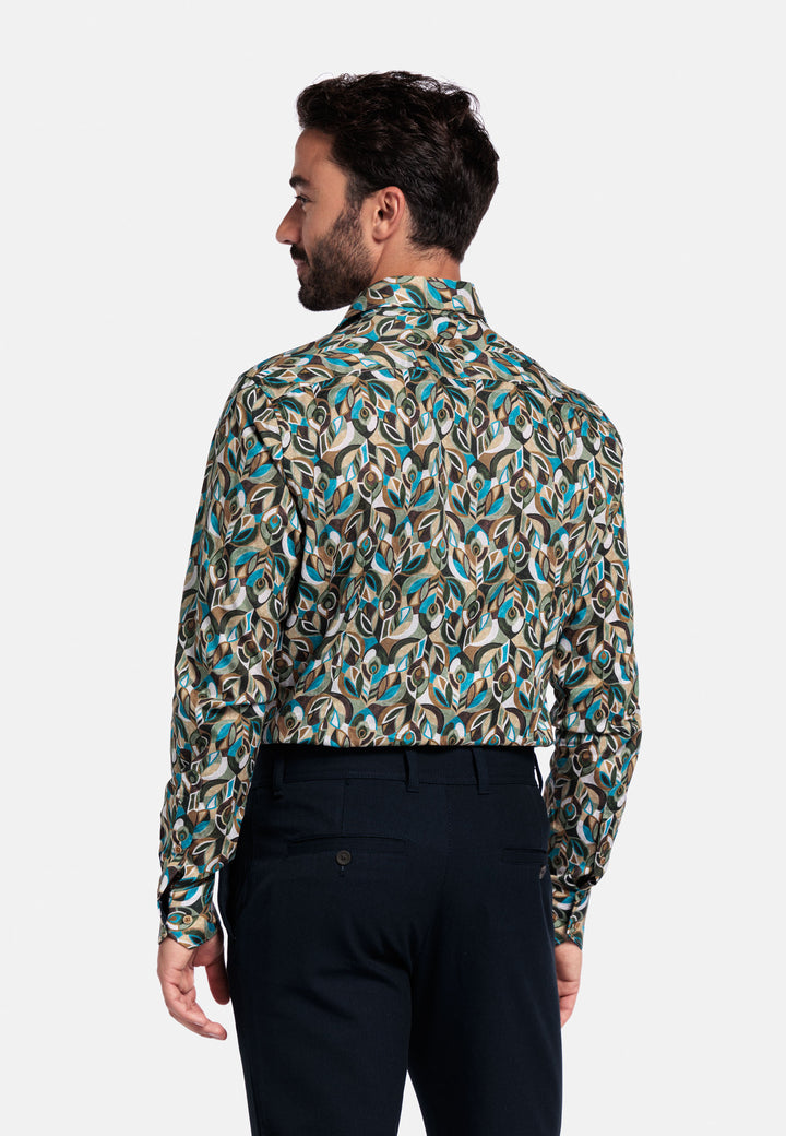 Giordano Maggiore Semi Cutaway Abstract Print Shirt - Green - 527829-70