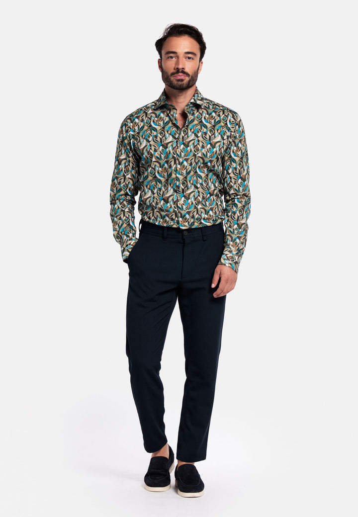 Giordano Maggiore Semi Cutaway Abstract Print Shirt - Green - 527829-70
