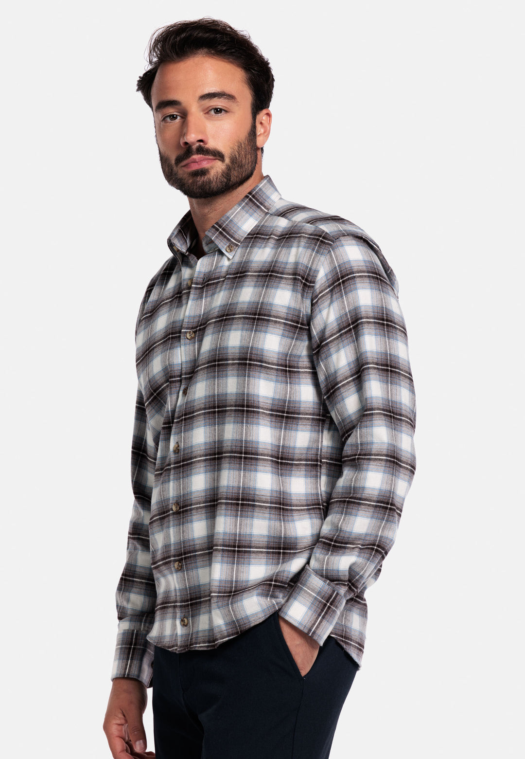 Giordano Loretto Flannel Shirt - Brown - 527836-80