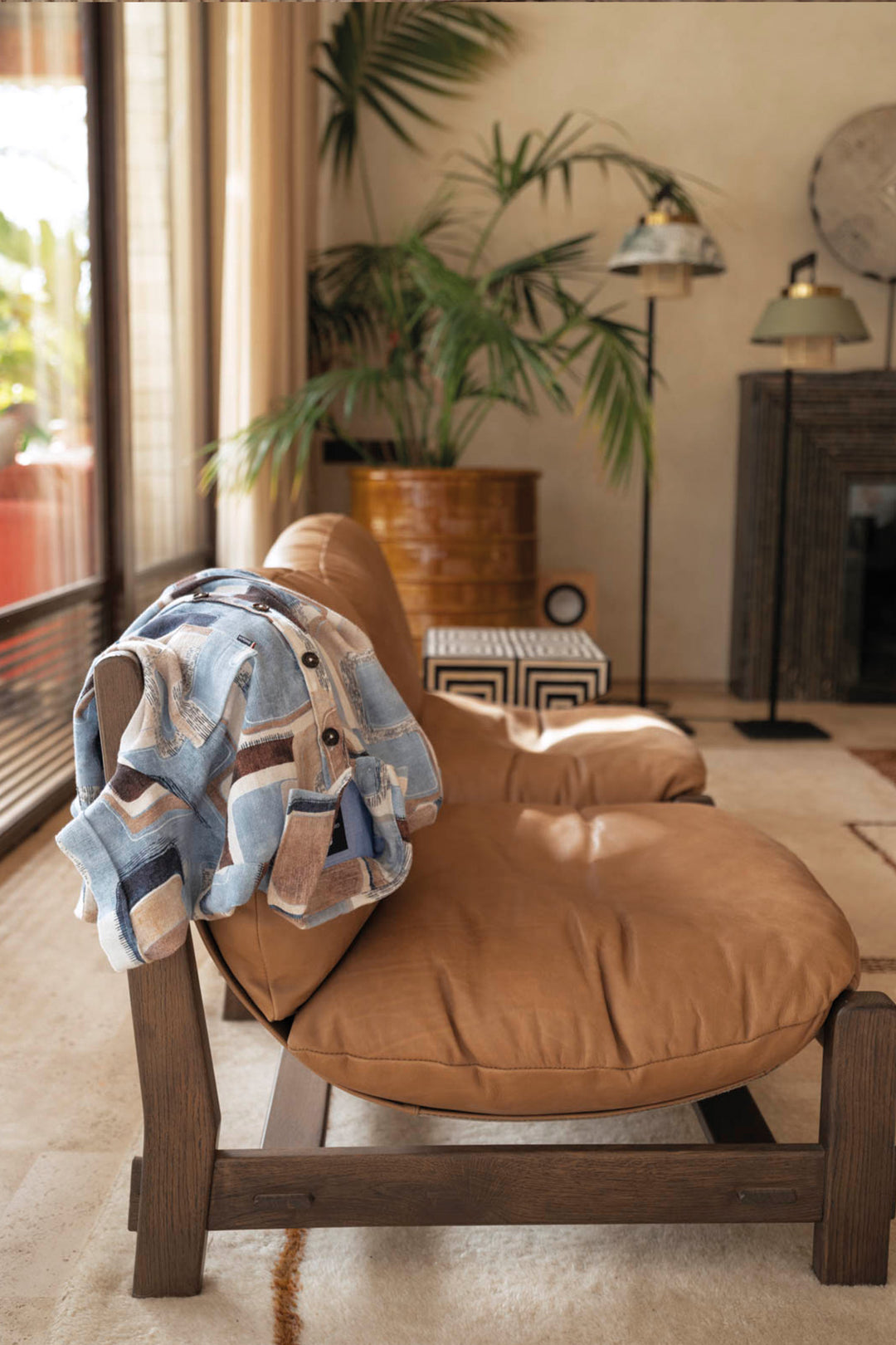 Giordano Vivaro Geometric Print Short Sleeve Shirt - Blue