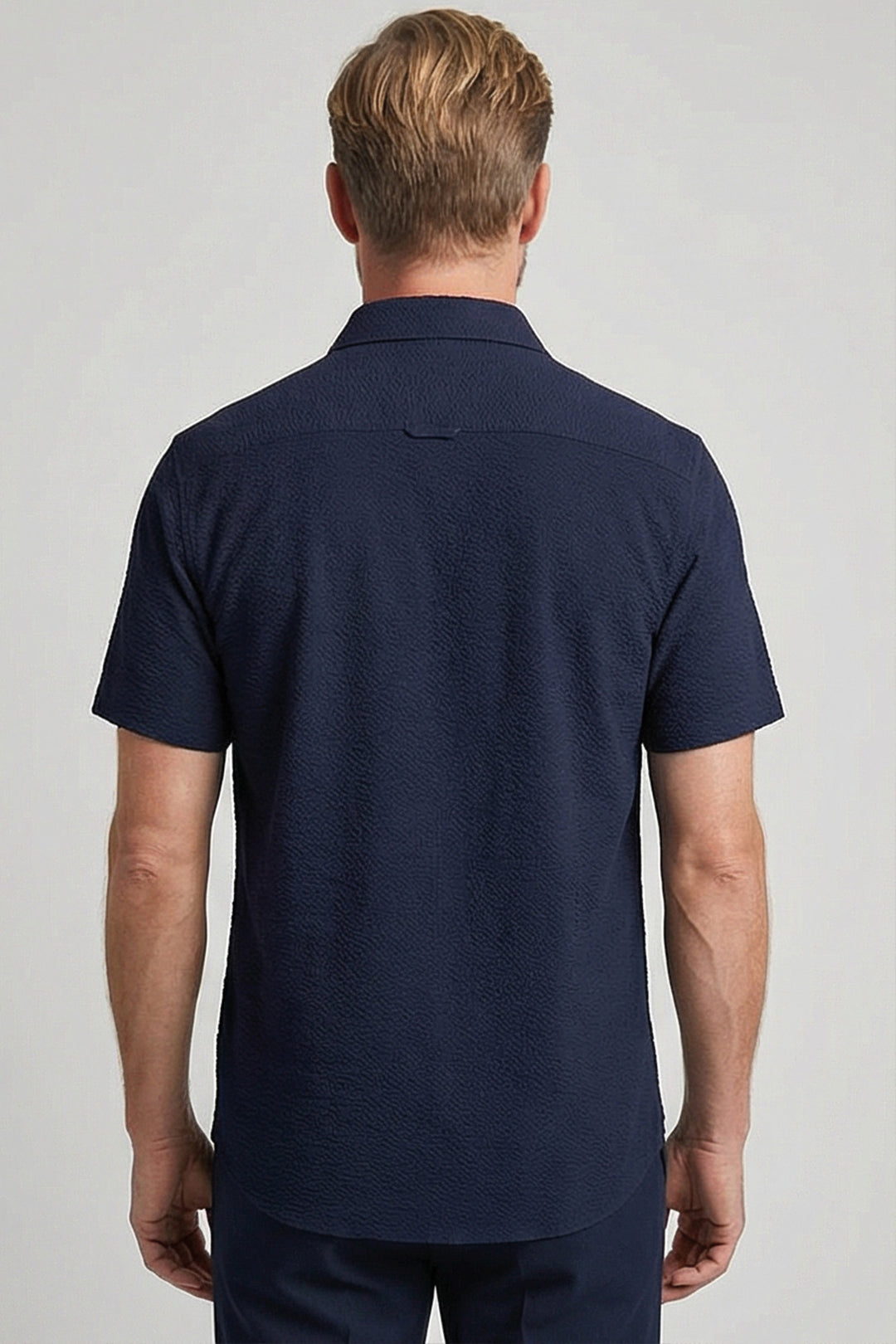 Giordano Puglia Seersucker Short-Sleeve Shirt - Blue
