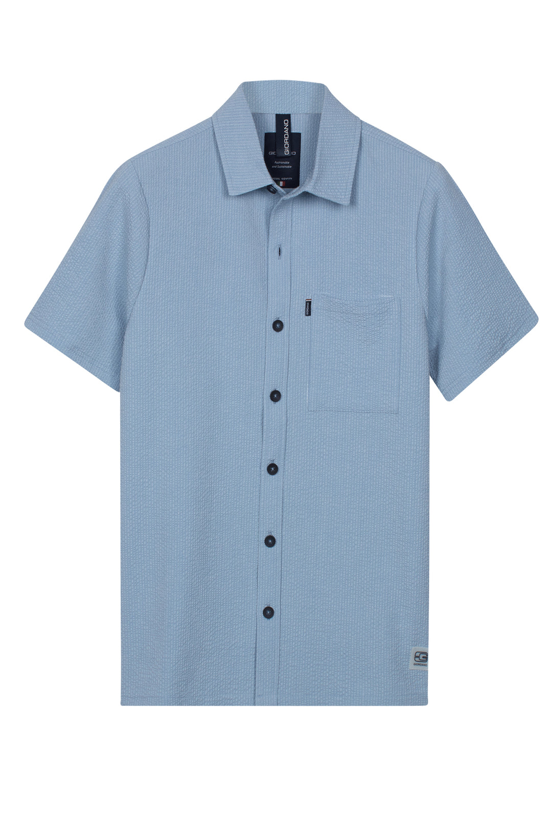 Giordano Puglia Seersucker Polo Shirt - Light Blue
