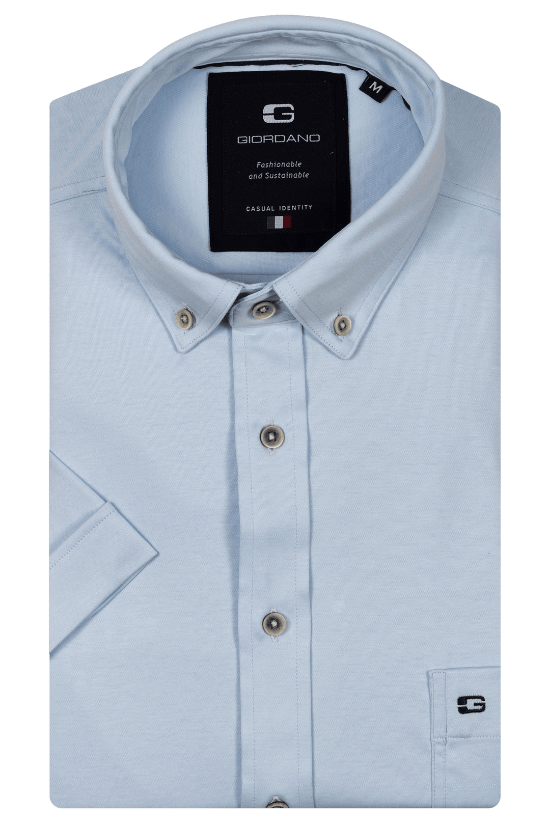 Giordano Alfa Liquid Cotton Short-Sleeve Shirt - Light Blue
