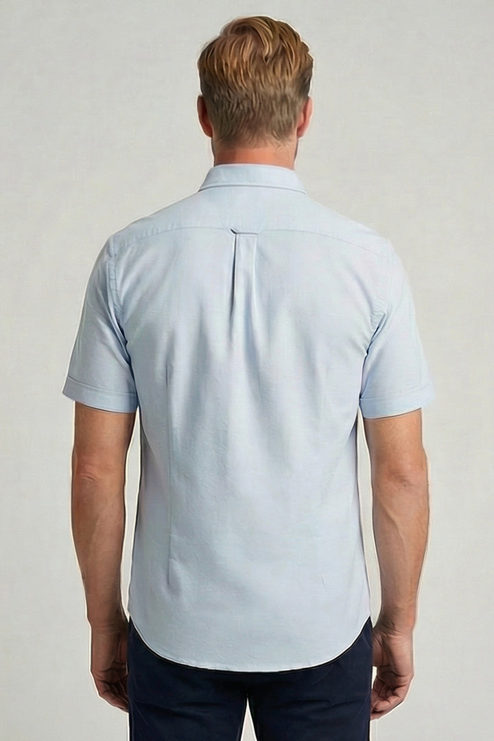 Giordano Alfa Liquid Cotton Short-Sleeve Shirt - Light Blue