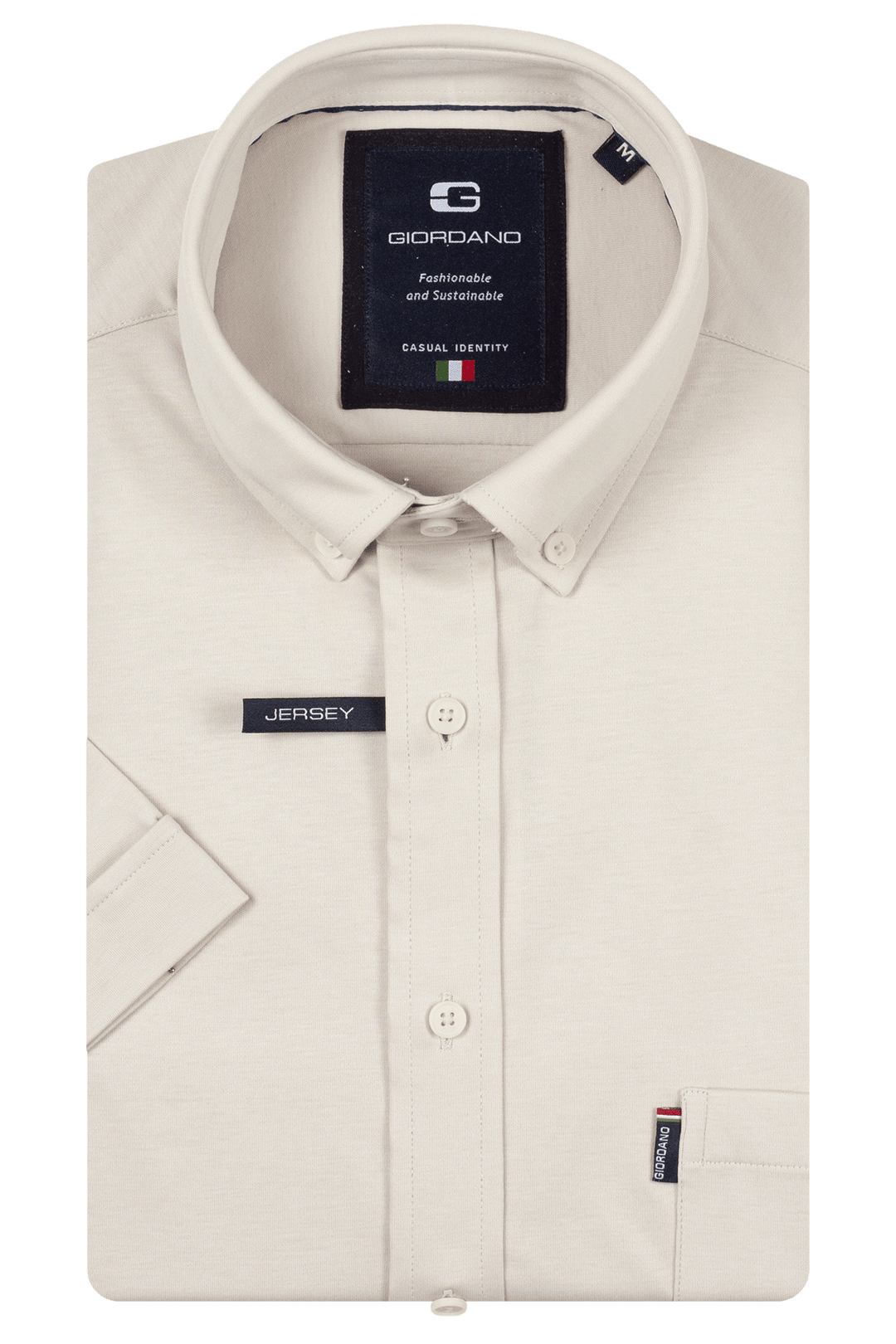 Giordano Alfa Liquid Cotton Short-Sleeve Shirt - Beige