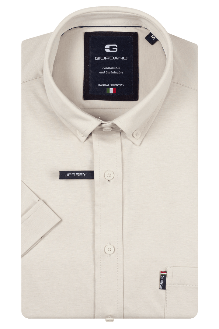 Giordano Alfa Liquid Cotton Short-Sleeve Shirt - Beige