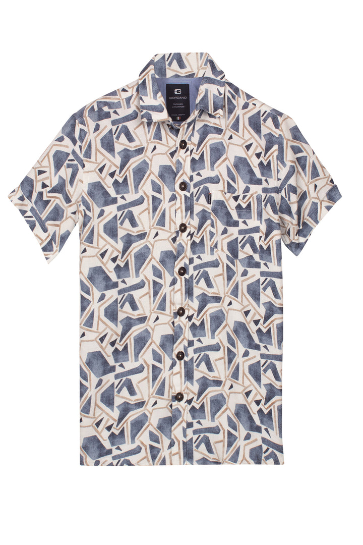 Giordano Vivaro Graphic Print Short-Sleeve Shirt - Blue