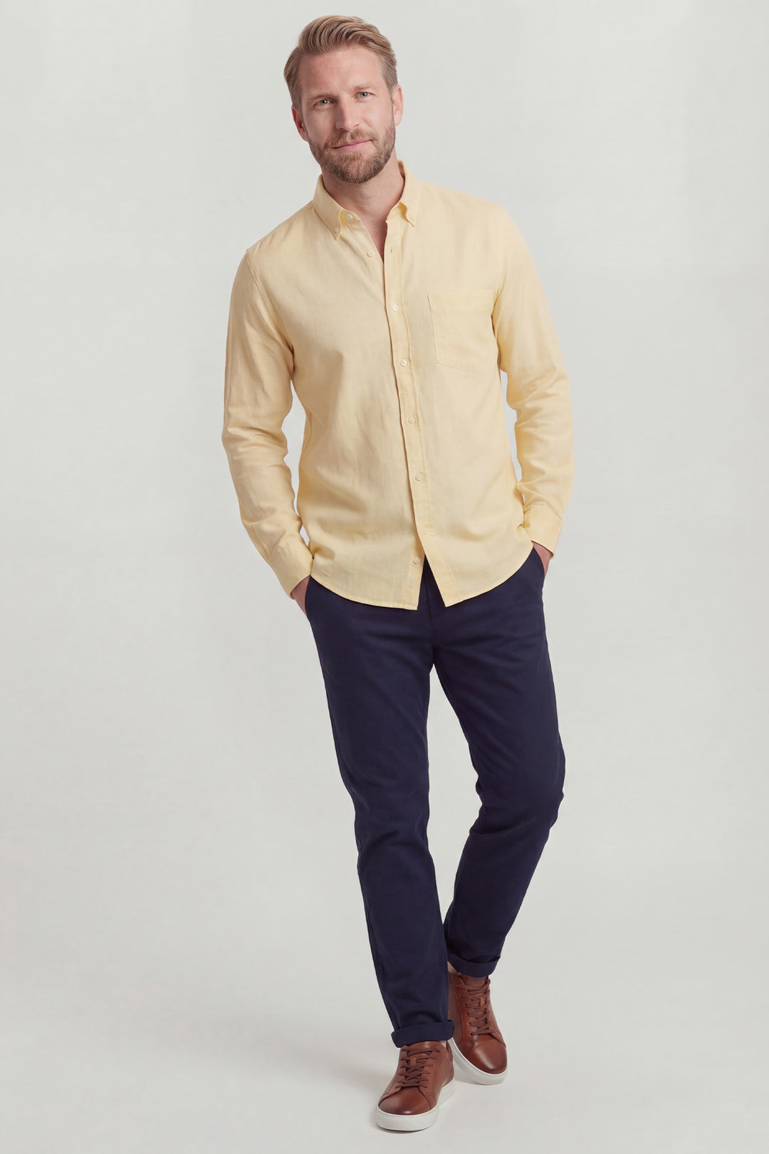 Giordano Ivy Linen Shirt - Yellow