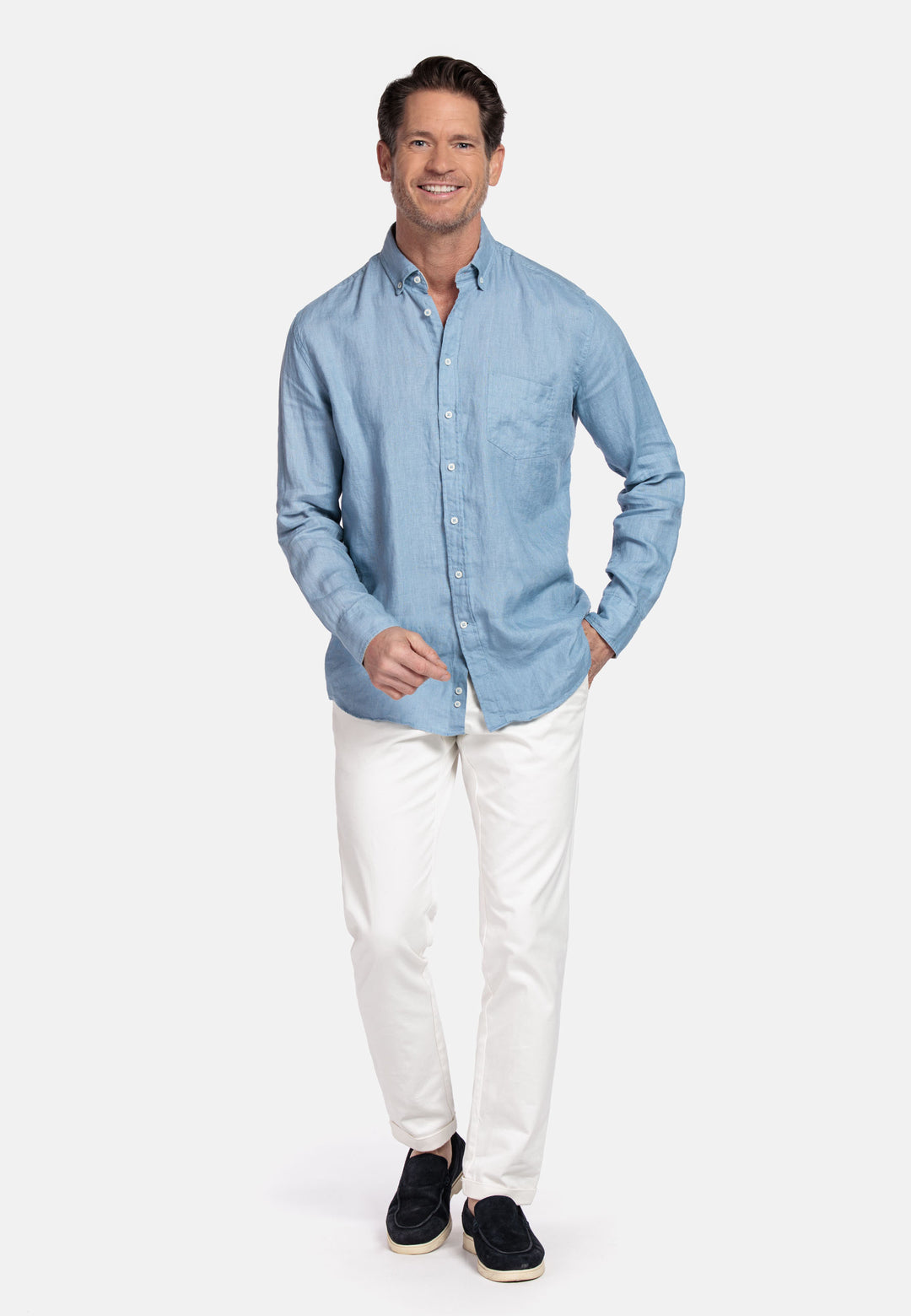 Giordano Ivy Linen Shirt - Medium Blue