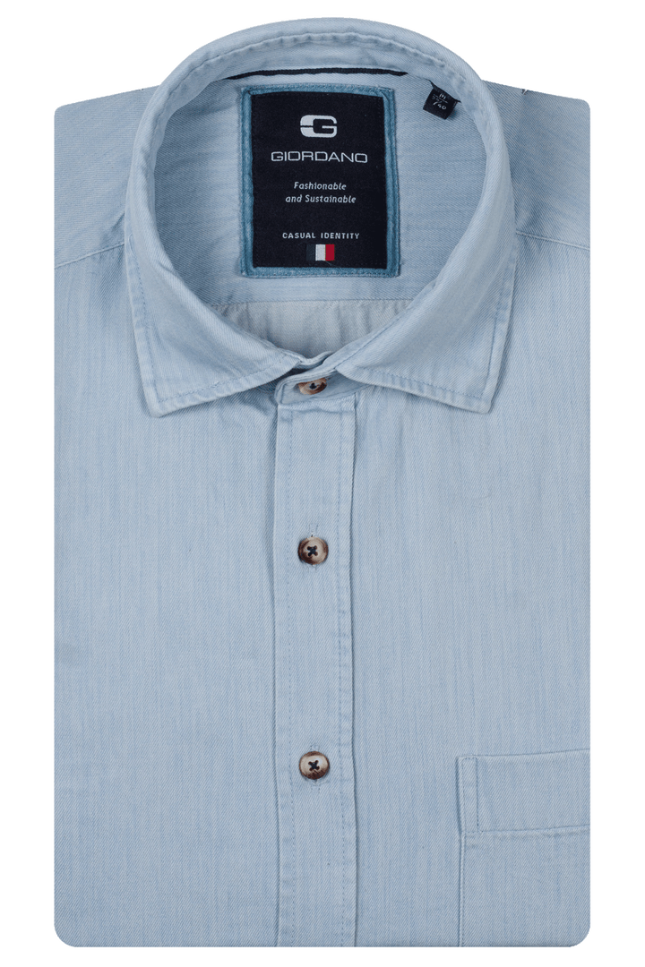 Giordano Verona Washed Denim Shirt - Light Blue