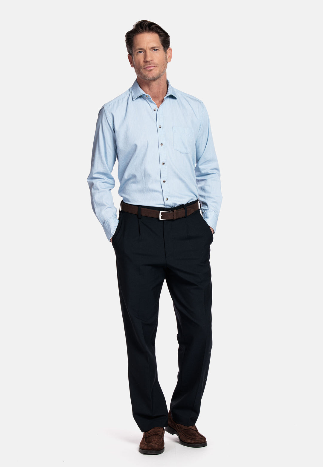 Giordano Verona Washed Denim Shirt - Light Blue