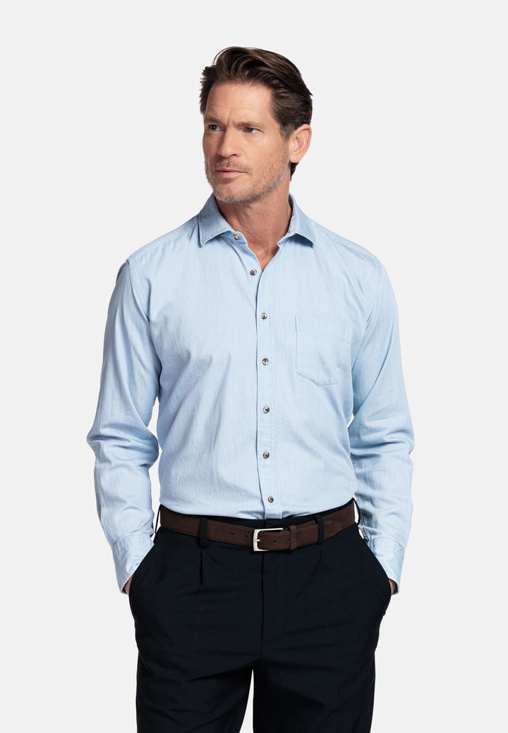 Giordano Verona Washed Denim Shirt - Light Blue