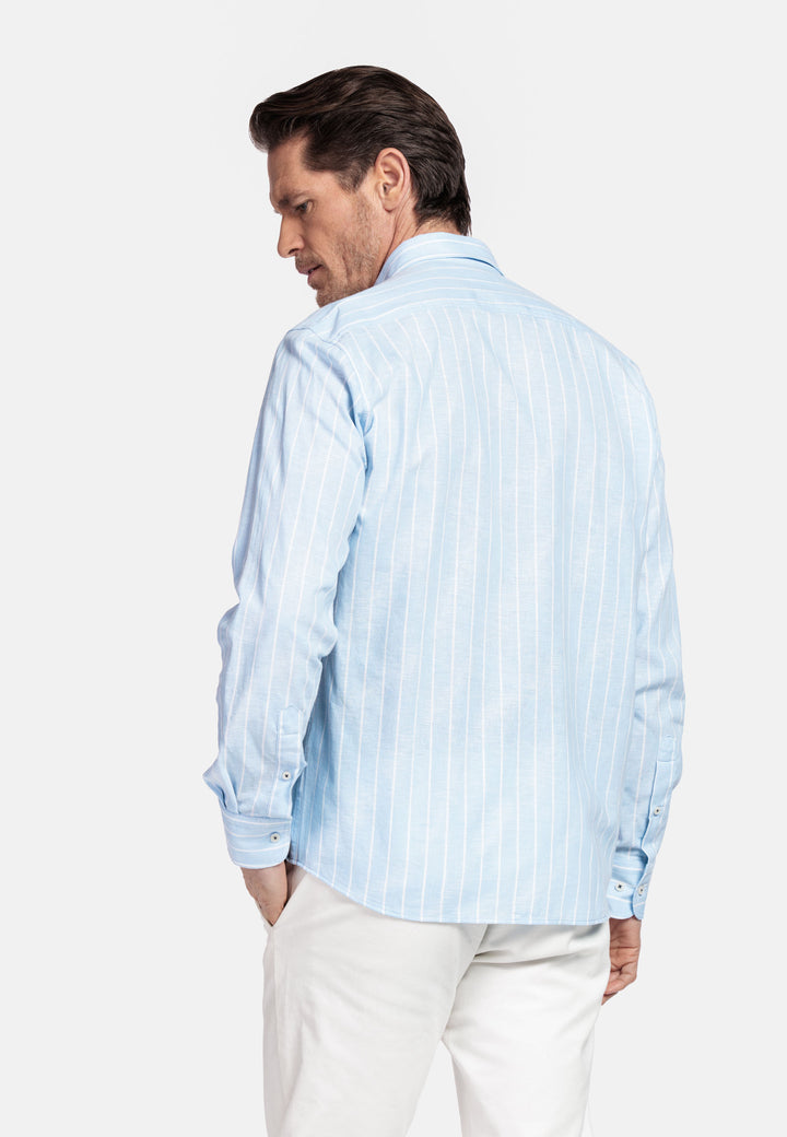 Giordano Brando Linen-Blend Checkered Shirt - Blue