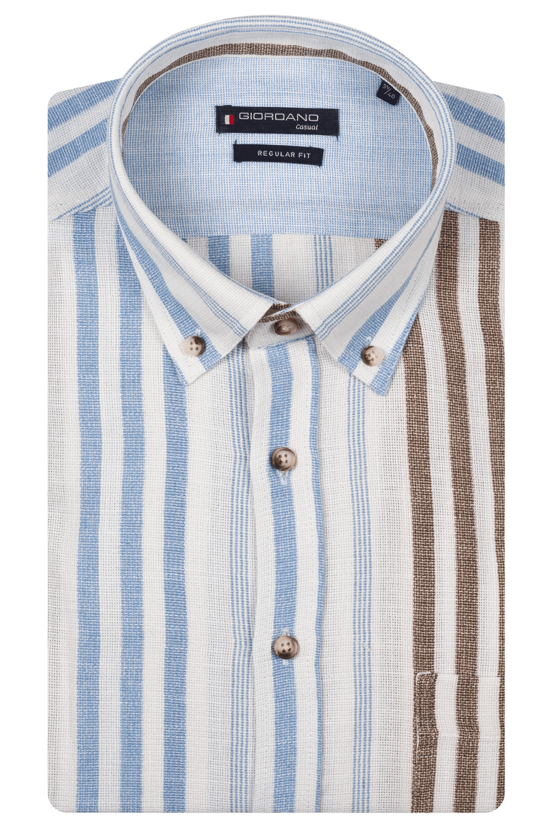 Giordano Ivy Striped Button-Down Shirt - Light Blue