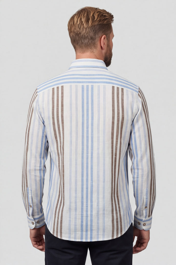 Giordano Ivy Striped Button-Down Shirt - Light Blue