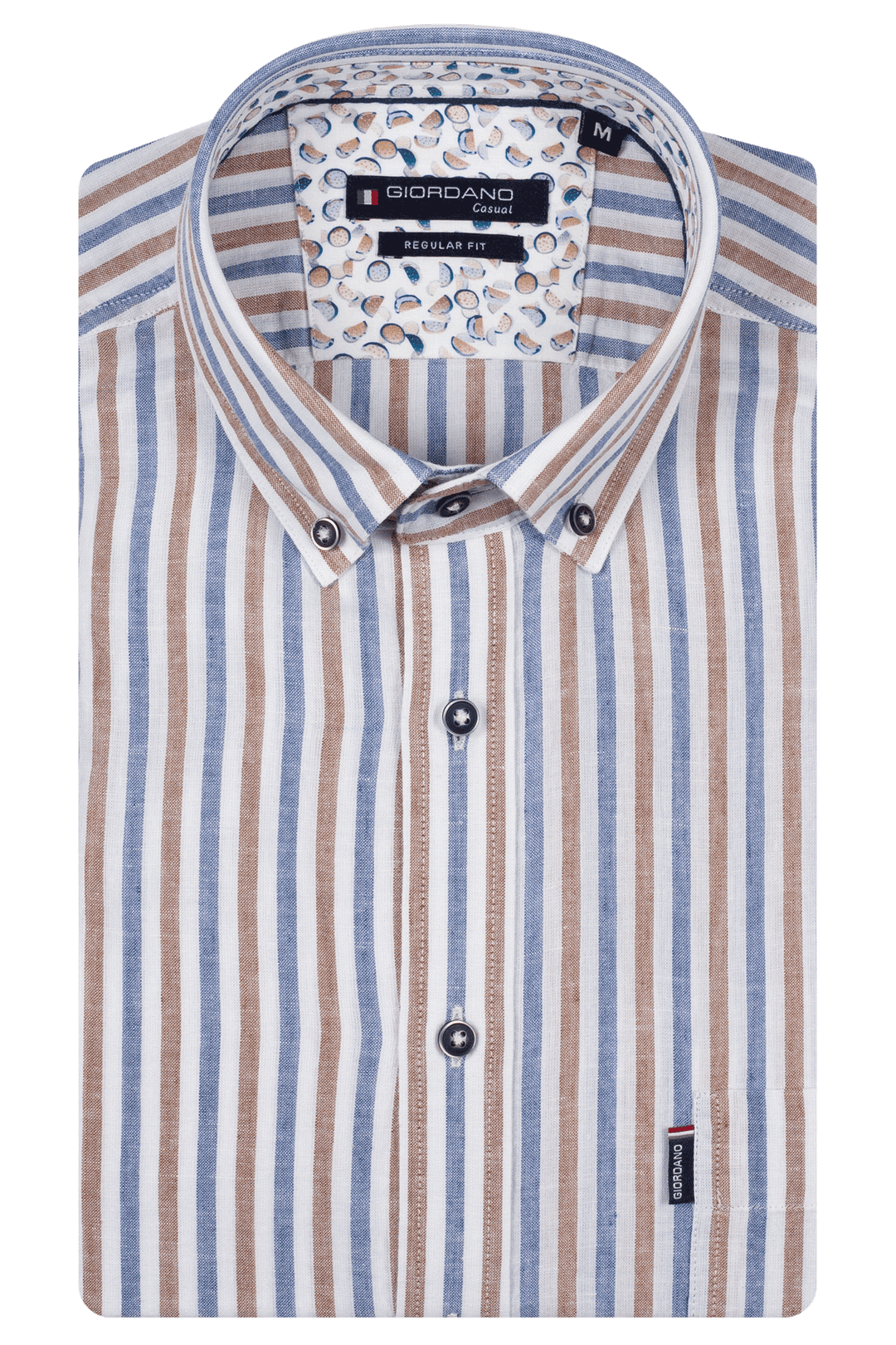 Giordano Ivy Linen Striped Shirt - Brown