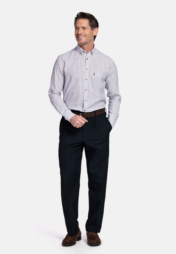 Giordano Ivy Linen Striped Shirt - Brown