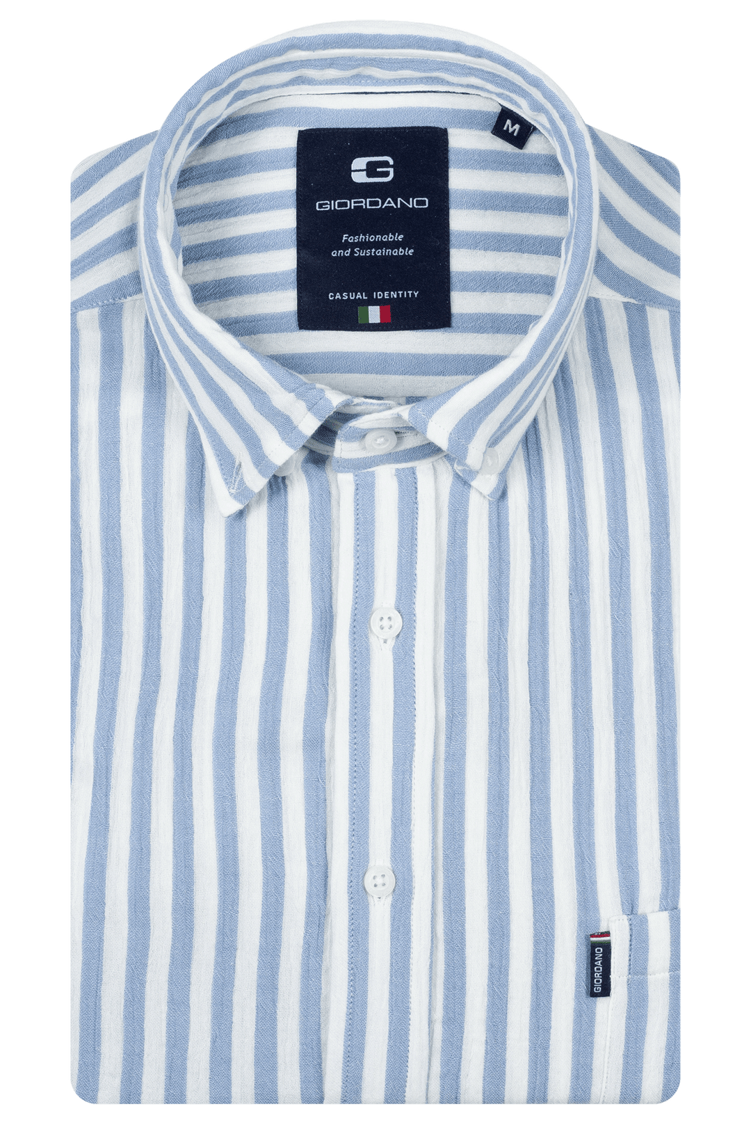 Giordano Dino Double Wave Striped Shirt - Light Blue