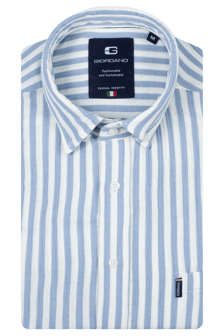 Giordano Dino Double Wave Striped Shirt - Light Blue