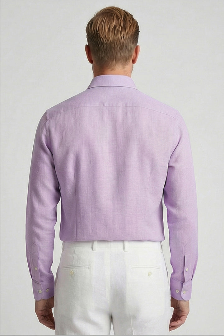 Giordano Row Soft Washed Linen Shirt - Purple
