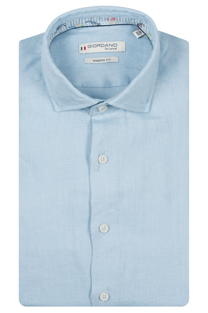 Giordano Row Soft Washed Linen Shirt - Light Blue