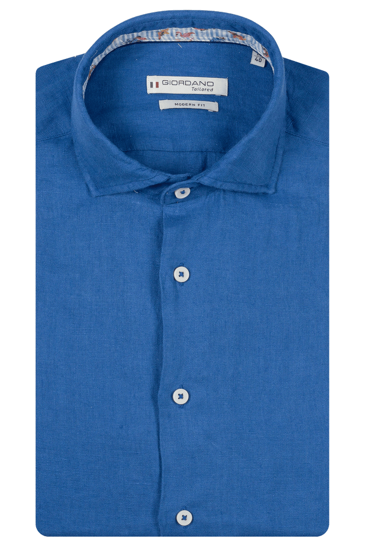 Giordano Row Soft Washed Linen Shirt - Blue