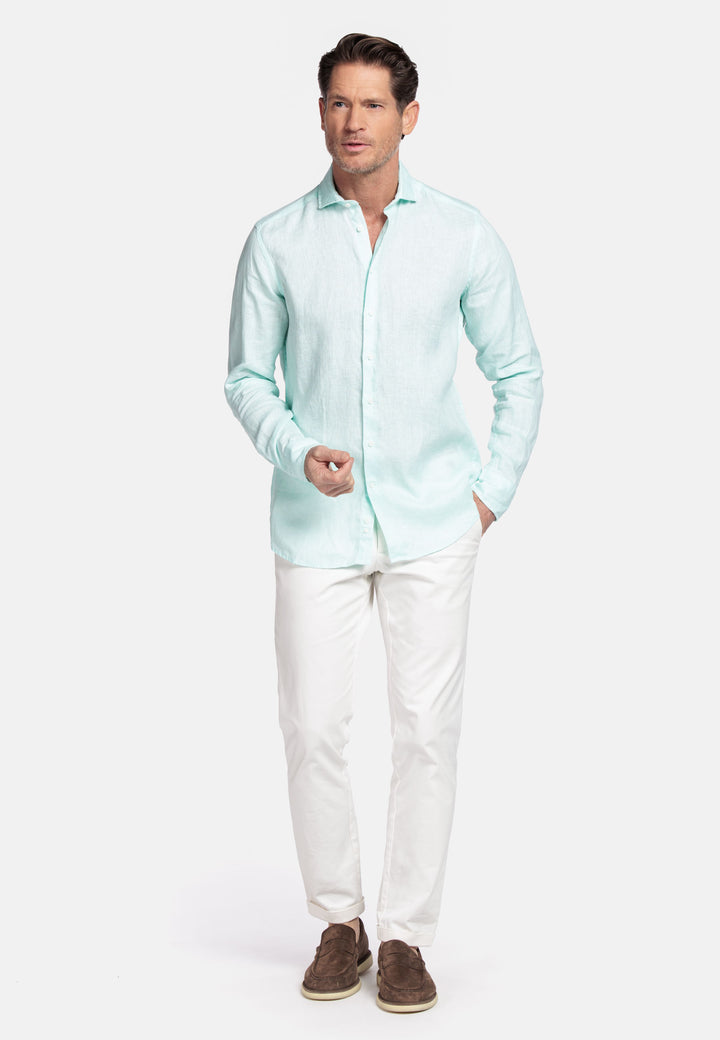 Giordano Row Soft Washed Linen Shirt - Medium Blue