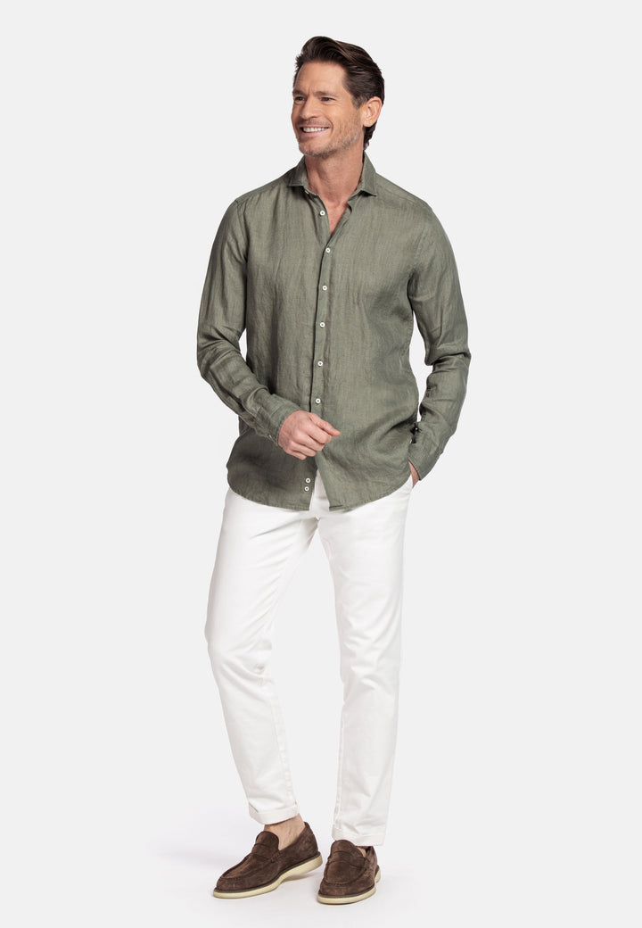 Giordano Row Linen Shirt - Green