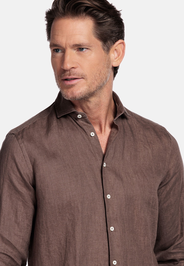 Giordano Row Linen Shirt - Brown