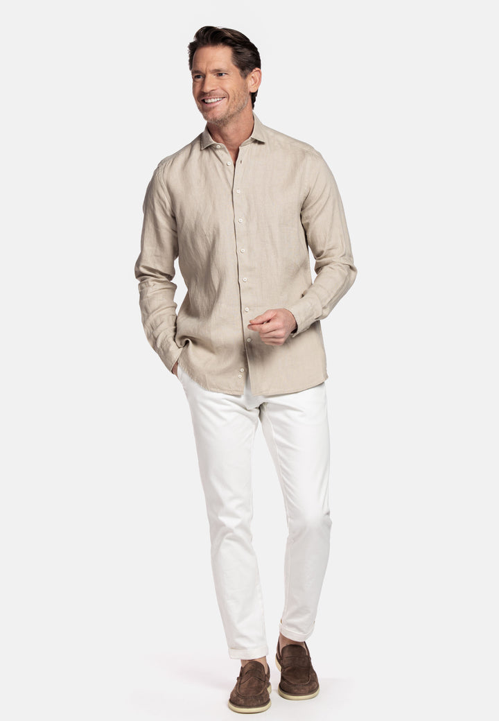 Giordano Row Linen Shirt - Beige