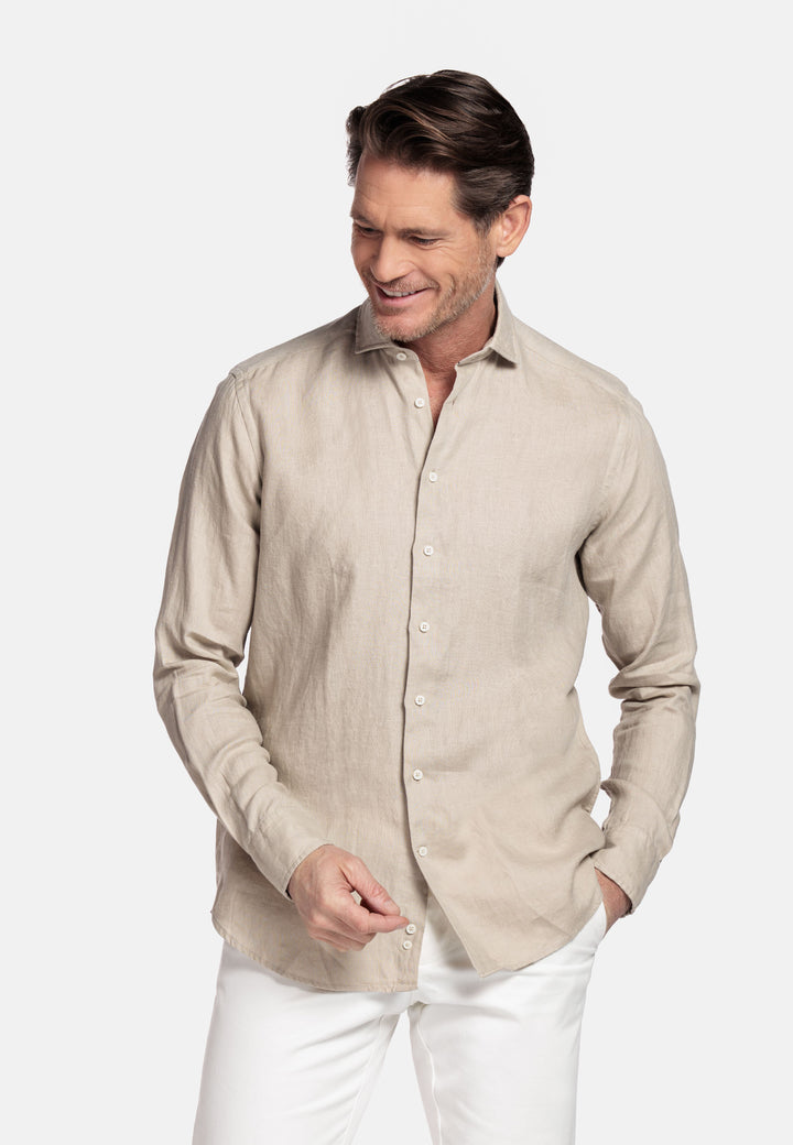 Giordano Row Linen Shirt - Beige