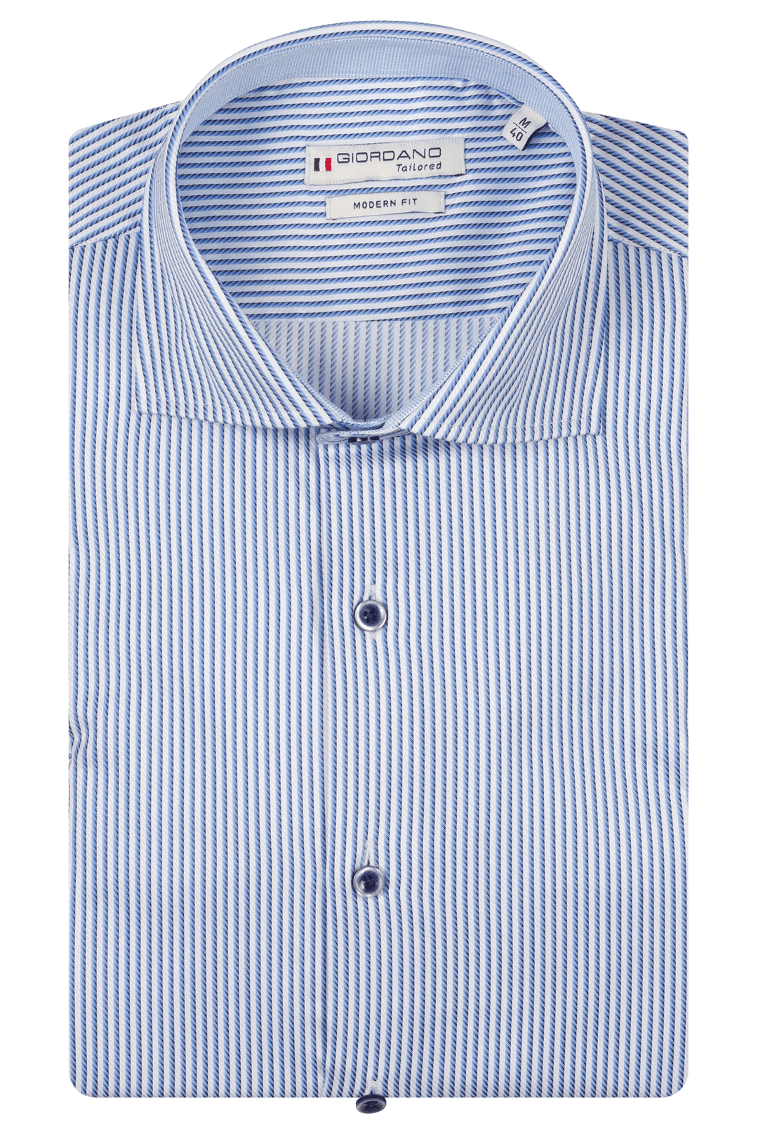 Giordano Locarno Twill Checked Shirt - Light Blue