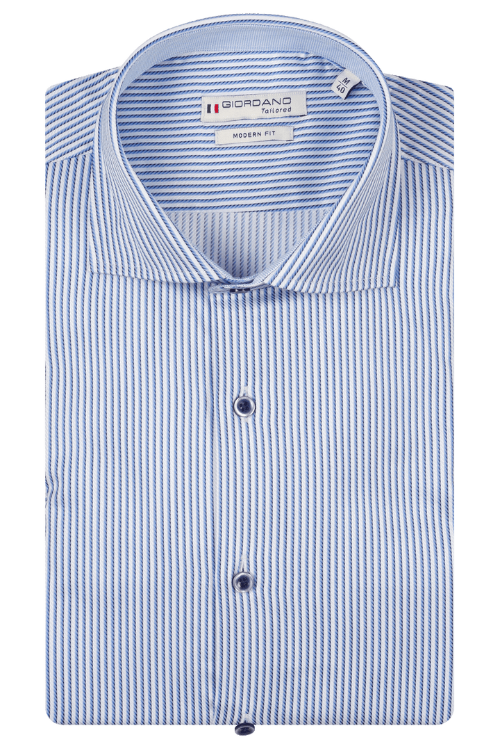 Giordano Locarno Twill Checked Shirt - Light Blue