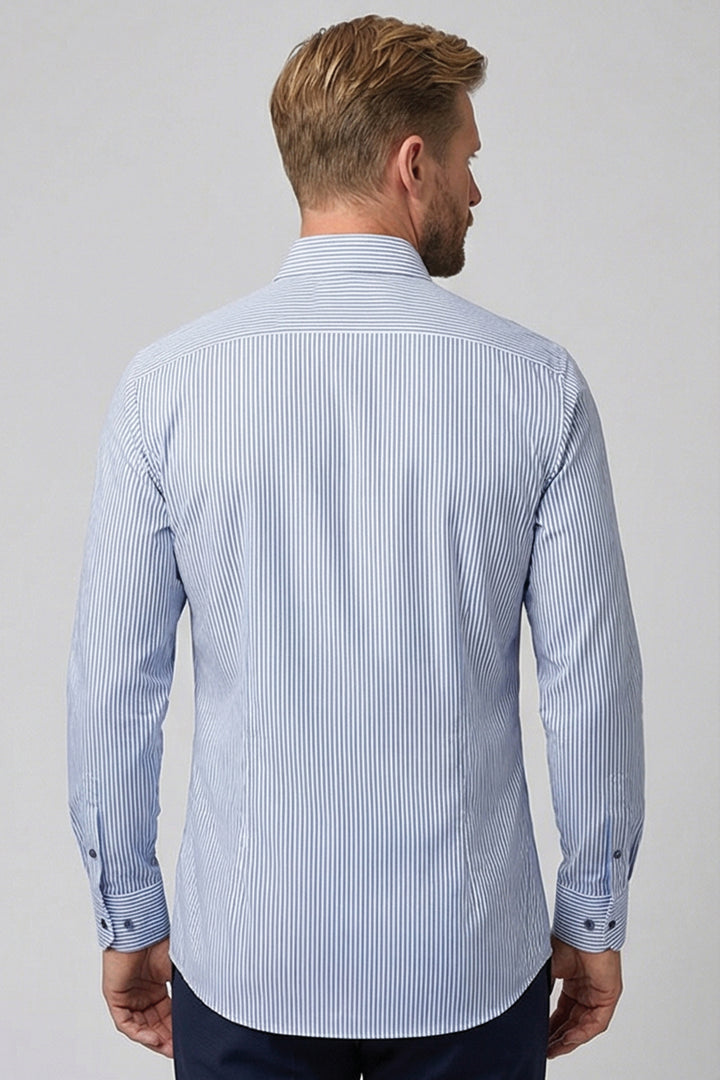 Giordano Locarno Twill Checked Shirt - Light Blue