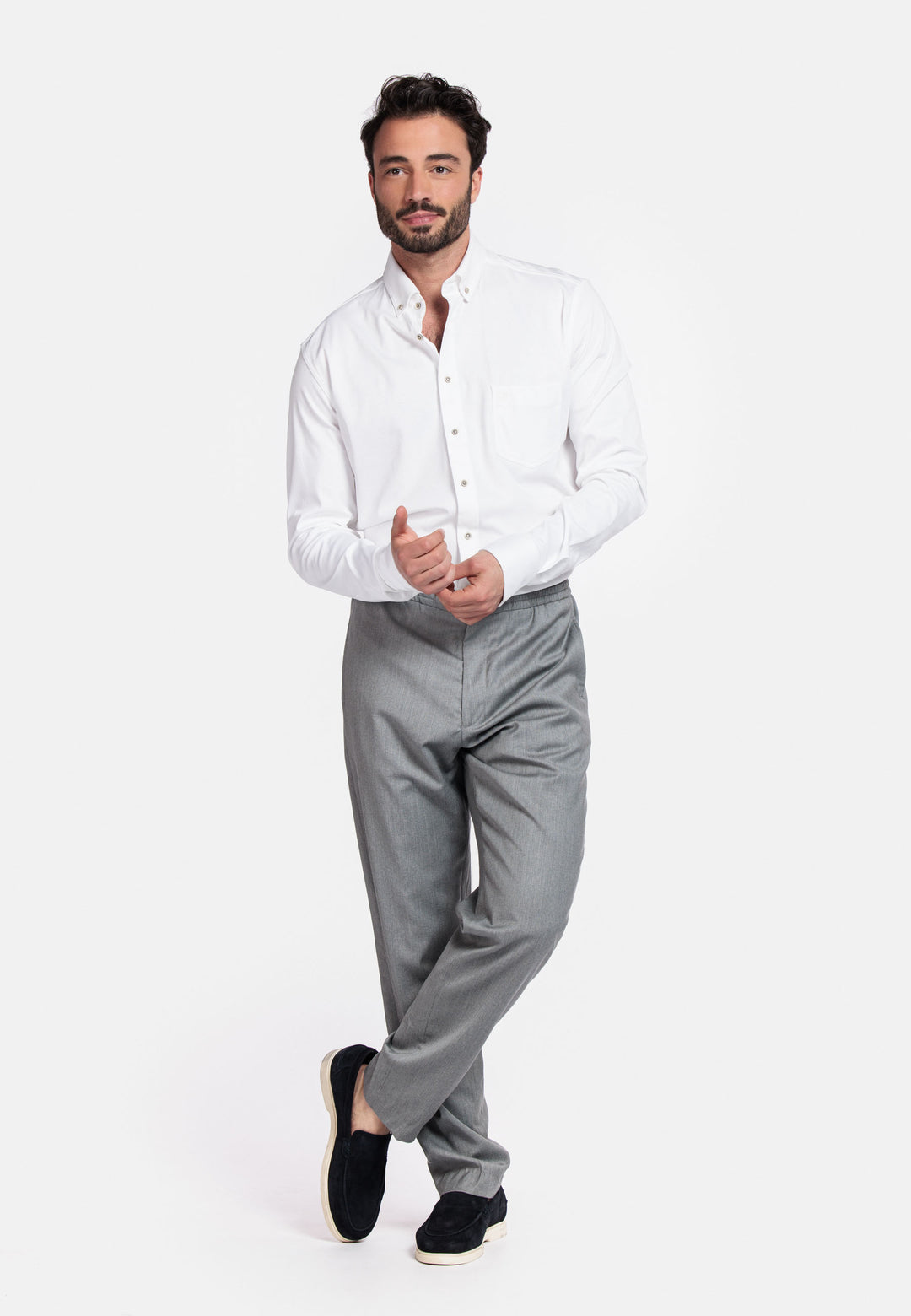 Giordano Maggiore Liquid Cotton Semi Cutaway Shirt - White