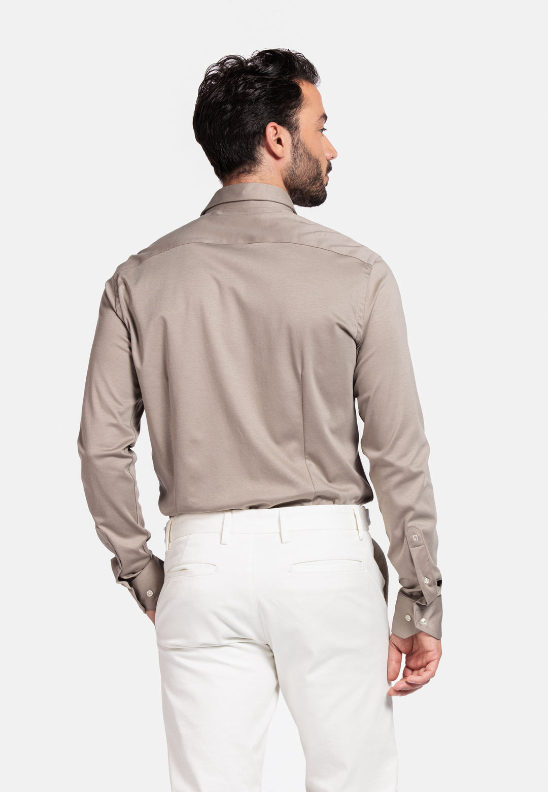 Giordano Maggiore Liquid Cotton Semi Cutaway Shirt - Beige