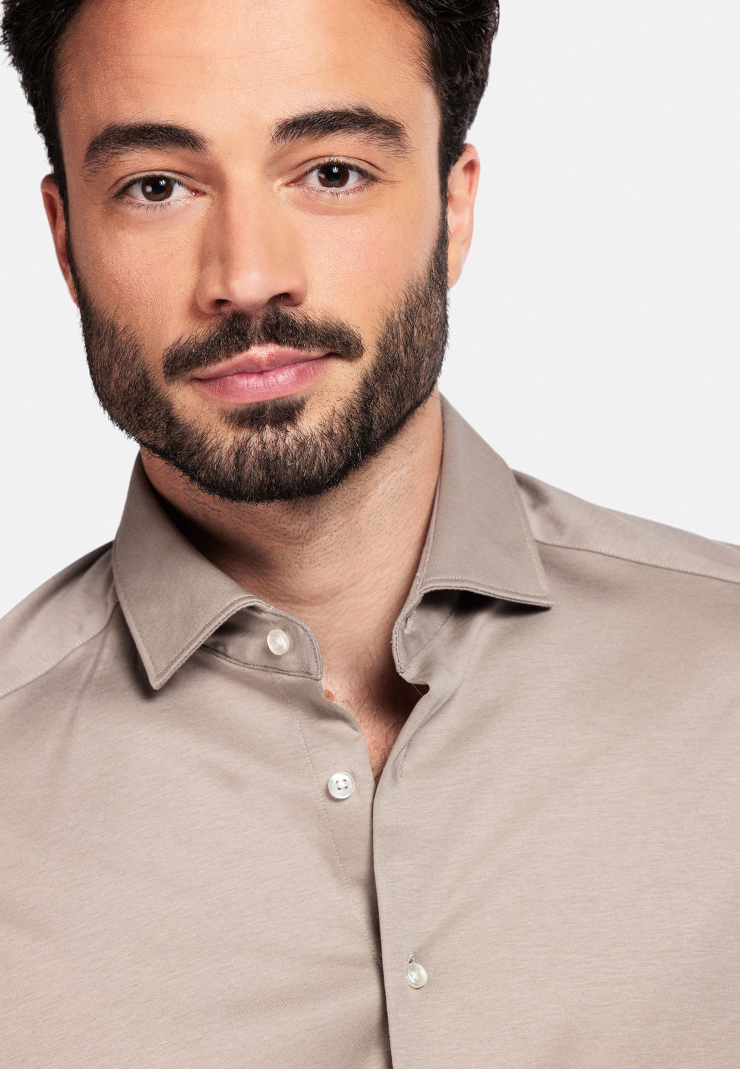 Giordano Maggiore Liquid Cotton Semi Cutaway Shirt - Beige