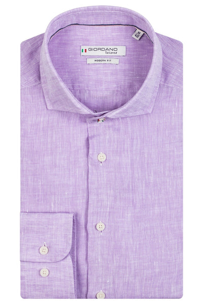 GIORDANO Purple Lange Mouw Modern fit Cut Away Effen Overhemd 317802 41 - Overhemd - Giordano Tailored - GIORDANO Purple Lange Mouw Modern fit Cut Away Effen Overhemd 317802 41 - 317802/41/37