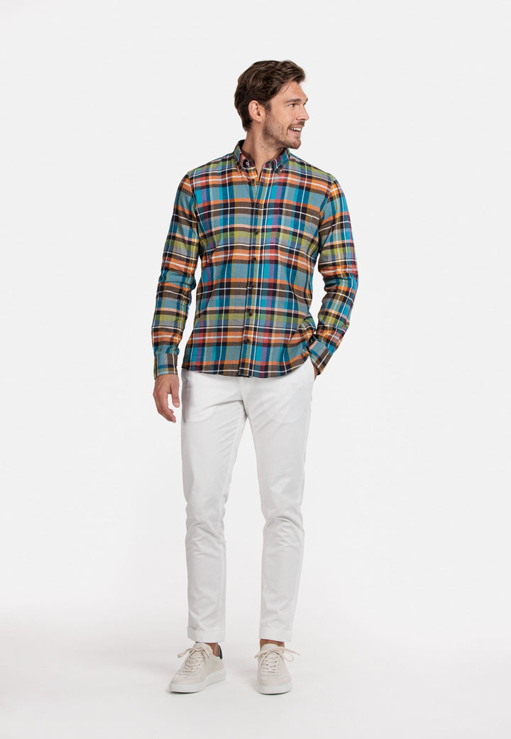 Giordano Blauw Lang Modern fit  Effen Overhemd 217832 60