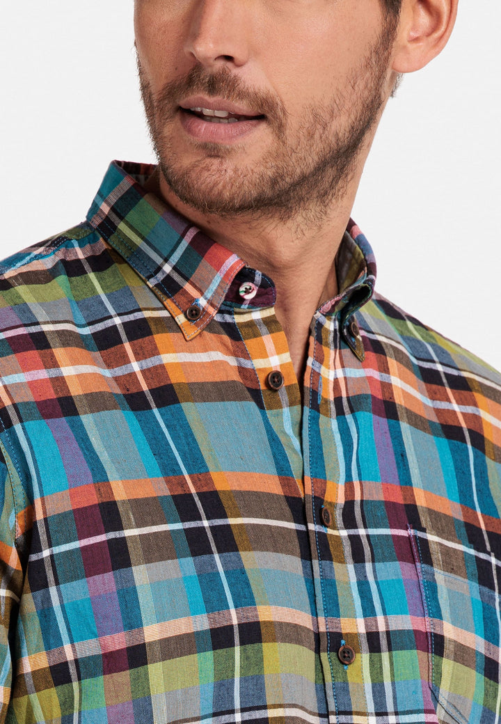 Giordano Blauw Lang Modern fit  Effen Overhemd 217832 60