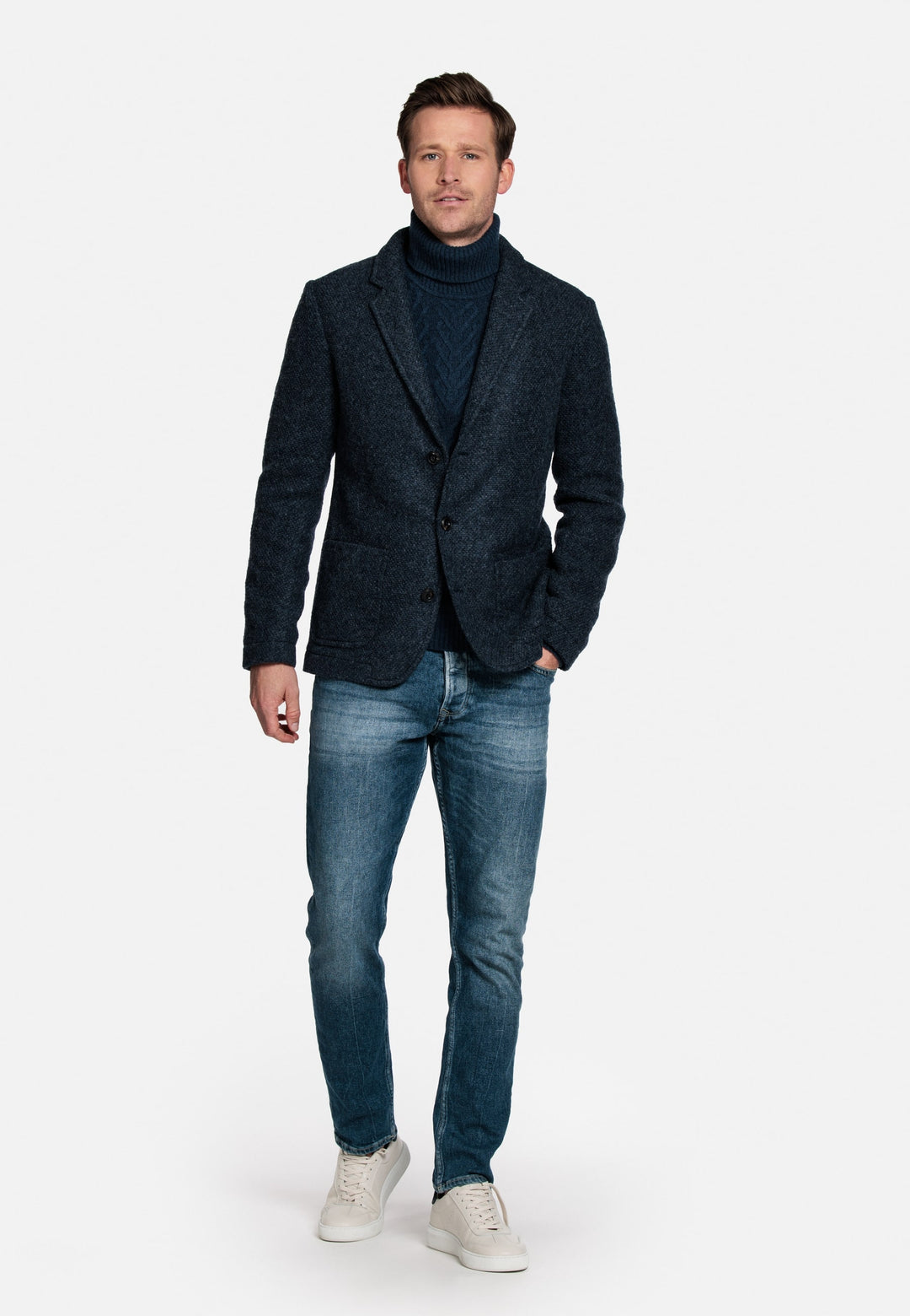 Giordano Como Gebreide Colbert - Blauw - 222623-69