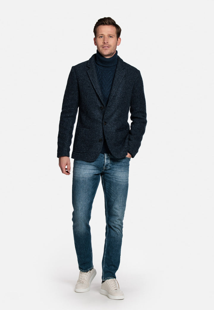 Giordano Como Gebreide Colbert - Blauw - 222623-69