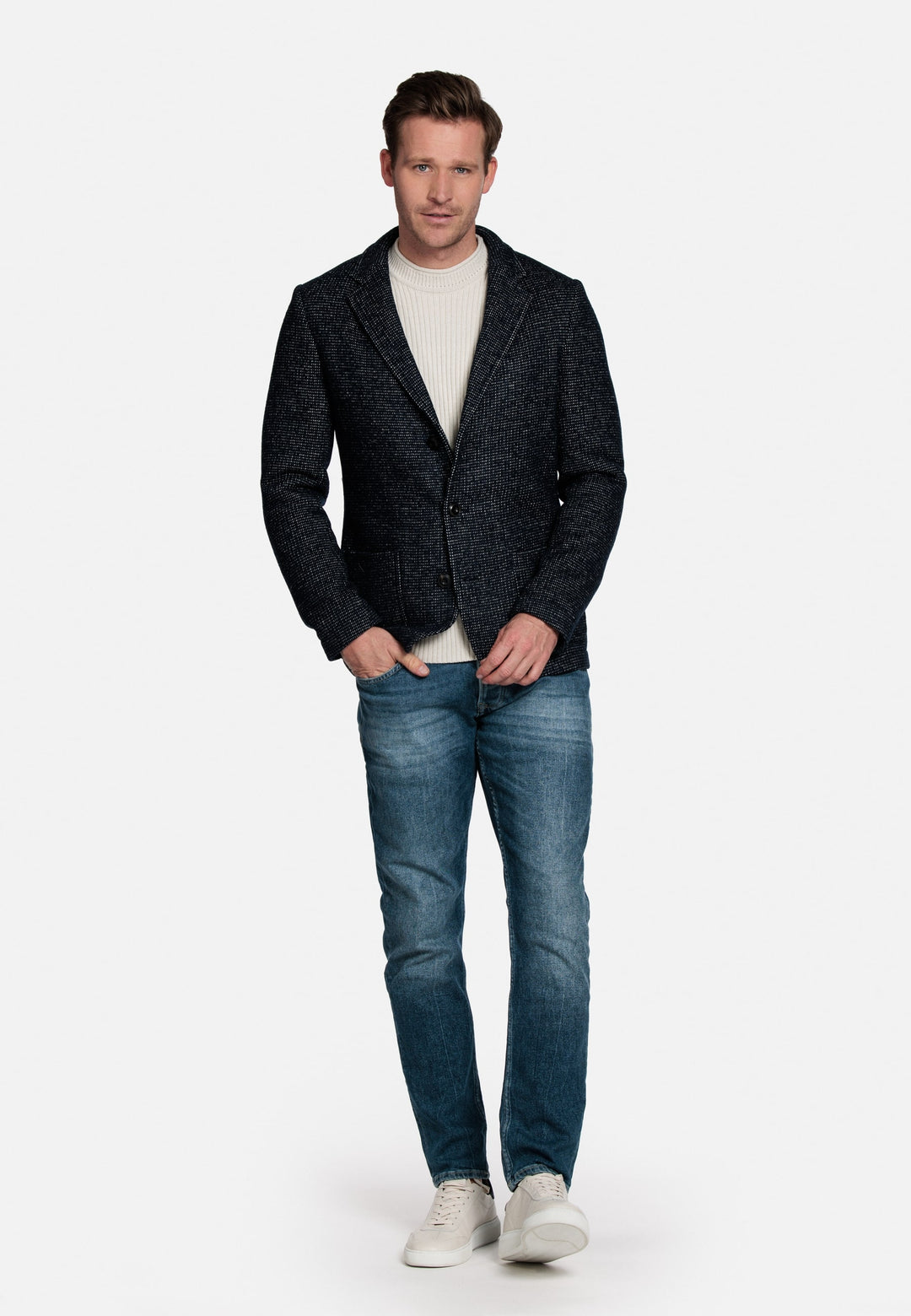 Giordano Como Gebreide Colbert - Navy - 222624-60