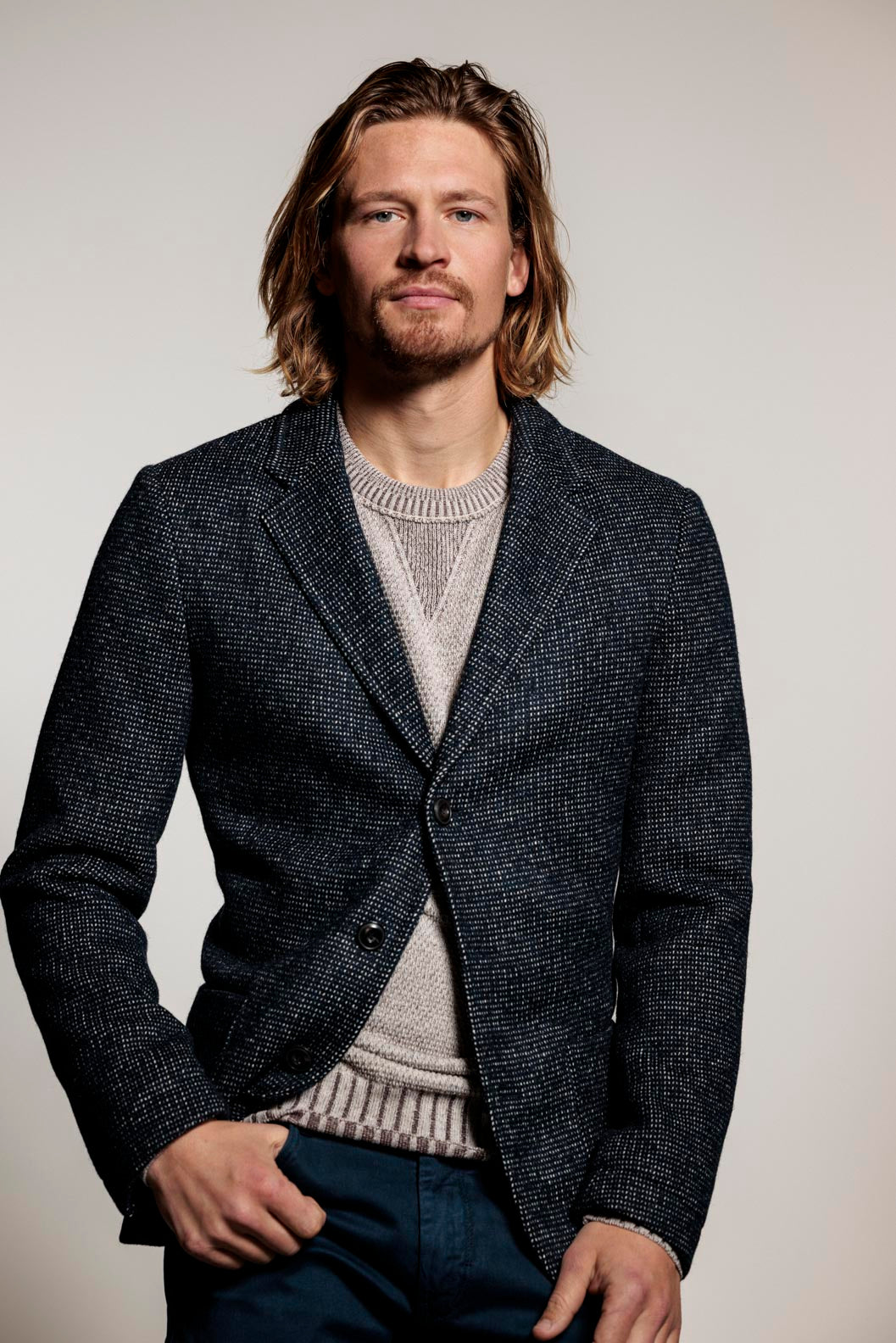 Giordano Como Gebreide Colbert - Navy - 222624-60