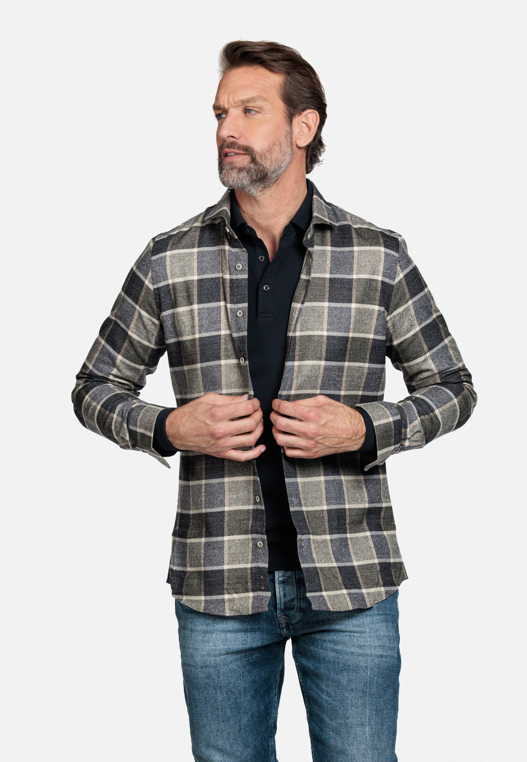 Giordano Groen Lang Modern fit  Ruit Overhemd 227836 70