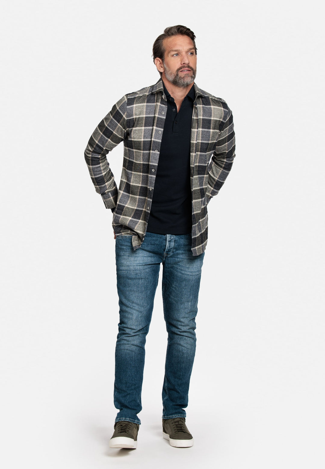 Giordano Groen Lang Modern fit  Ruit Overhemd 227836 70