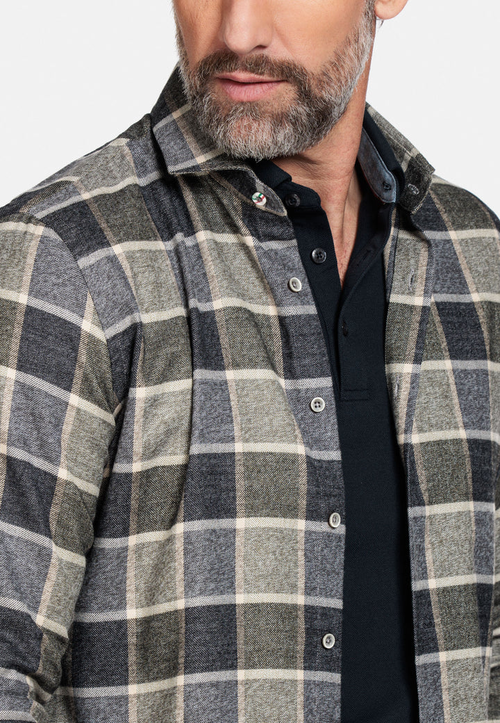 Giordano Groen Lang Modern fit  Ruit Overhemd 227836 70