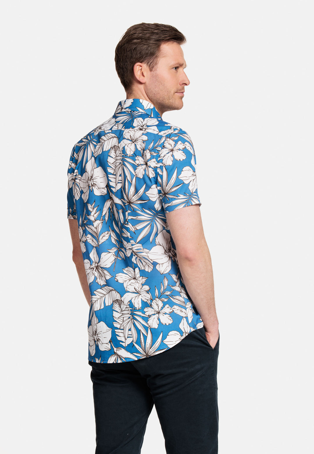 Giordano Front Korte Mouw Overhemd - Cobalt Print - 316820-66